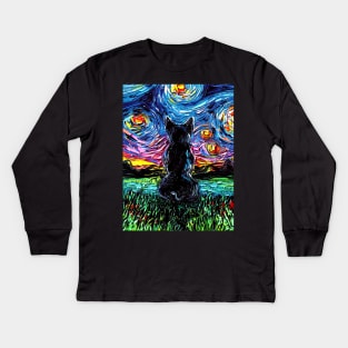 French Bulldog Starry Night Kids Long Sleeve T-Shirt